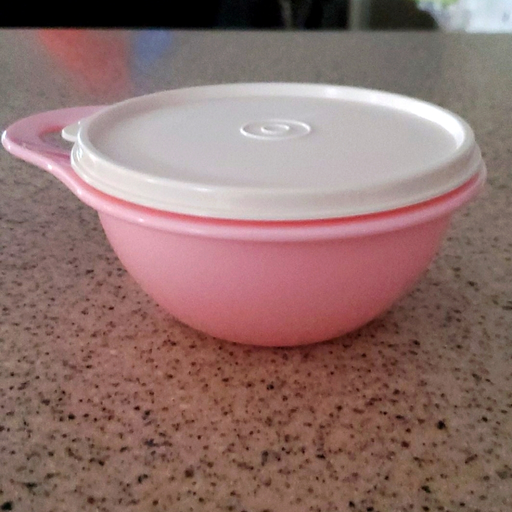 Pink Tupperware bowl